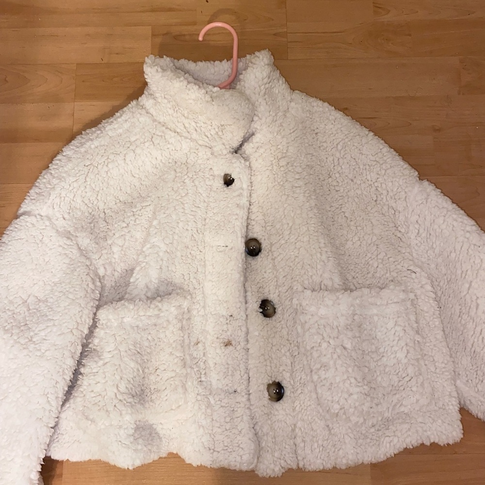 White Button-Up Teddy Jacket (NEVER WORN)